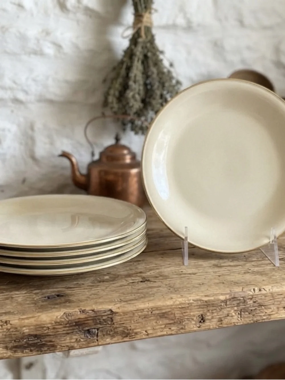 Vintage set of 4 Furstenberg Germany salad plates pattern 0456 gold trim on rim